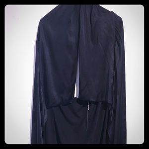 Silk satin black wrap dress or cover up